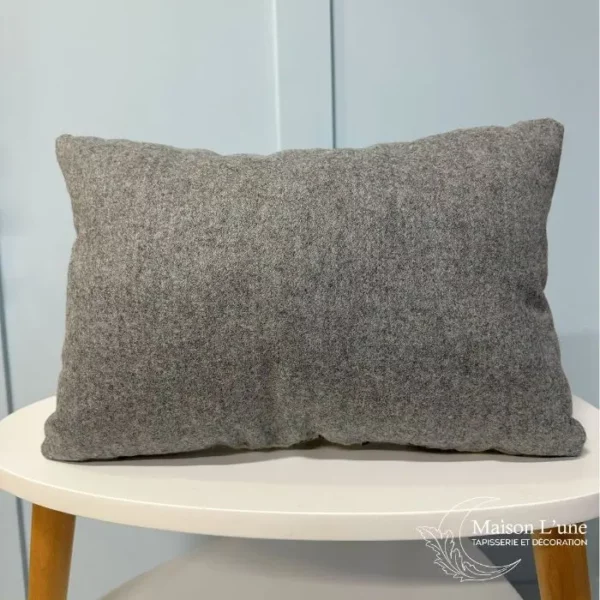 coussin laine gris motifs ronds arrière gris