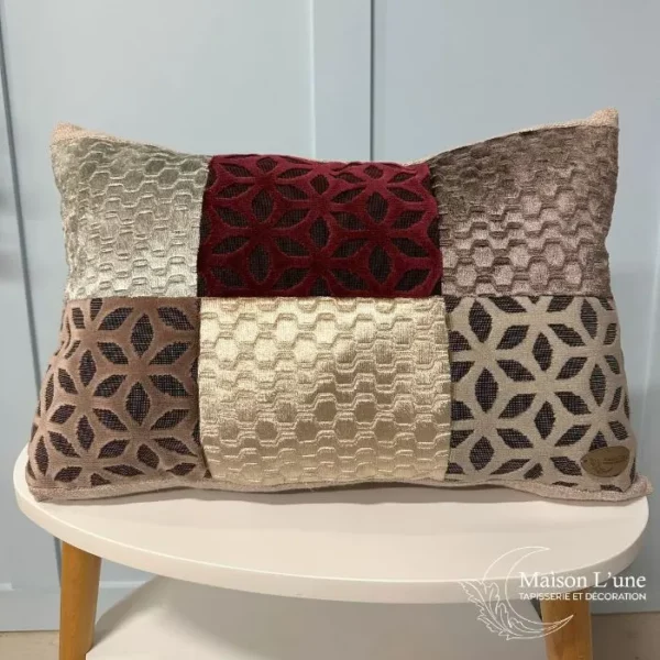coussin patchwork rose