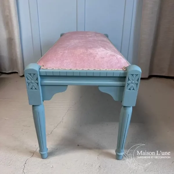 Banc d'entrée style Louis XVI rose et couleur sauge
