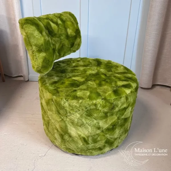 Fauteuil fausse fourrure verte