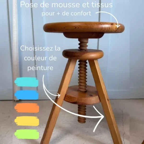 Tabouret à personnaliser choisir la couleur de peinture